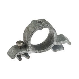 A durable cast iron traffic sign clamp featuring a hot-dip galvanised finish and adjustable hex head screws.
