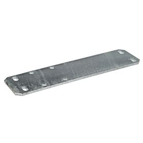 A flat heavy-duty hot-dip galvanised steel shoulder clamp plate with multiple pre-drilled holes for secure industrial mounting and connection.