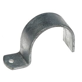 A single-lip hot-dip galvanised steel tube clamp featuring a single mounting hole for securing industrial pipes and conduits.