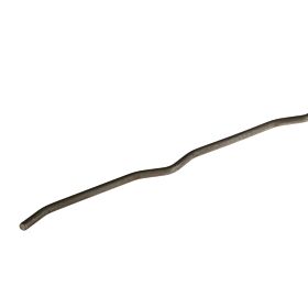A long, thin 8mm diameter black steel tension rod with subtle bends, isolated on a white background for industrial use.