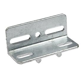 A hot-dip galvanised L-shaped metal corner piece with slotted holes and anti-turn tabs for secure and stable mounting.