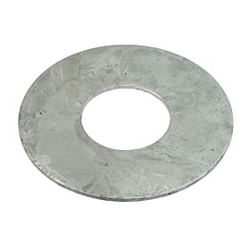 Circular hot-dip galvanised metal ring with a center hole used as a ground level stabilizer for fence posts.