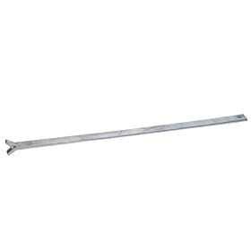 A hot-dip galvanized metal strip featuring a split dovetail end and a small pre-drilled hole for secure mounting applications.