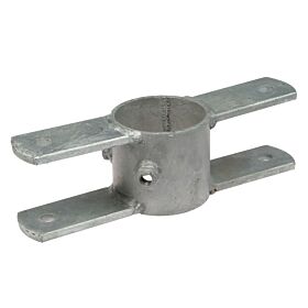 A heavy-duty hot-dip galvanised ring pipe clamp rotation part with a central sleeve and four protruding flat mounting plates.