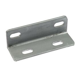 L-shaped hot-dip galvanised steel corner piece featuring four slotted mounting holes for structural reinforcement and fastening.