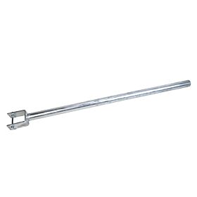 Long hot-dip galvanised steel extension tube with a U-shaped bracket and pin hole for secure plug-in connections.