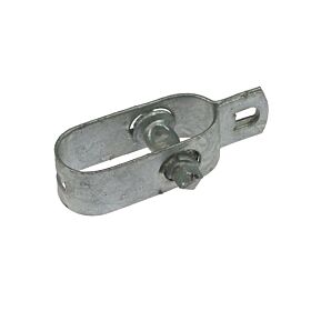 A silver hot dip galvanised steel wire tensioner used for tightening and securing fence wires on a white background.