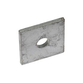 Square hot-dip galvanised metal top angle plate with a center hole for securing double rod mesh fencing.