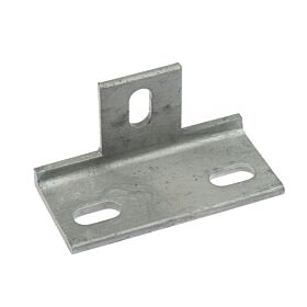 A durable hot-dip galvanized steel corner piece with three slotted holes designed for structural mounting and secure connections.