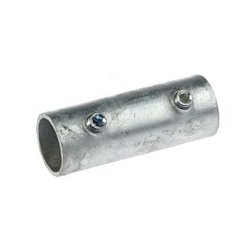 A cylindrical hot-dip galvanized steel pipe connector featuring two hex head set screws for secure industrial tube connections.