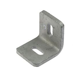 A durable hot-dip galvanized L-shaped wall corner connection bracket featuring two slotted holes for easy and adjustable mounting applications.