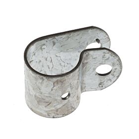 A durable Sendzimir galvanised steel Omega clamp type P designed for securely fastening 40mm diameter pipes and cables.