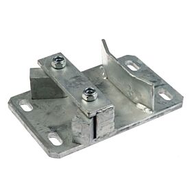 Heavy-duty hot-dip galvanized Quick Lock metal bracket with a rectangular base plate, four mounting slots, and a secure locking bar.
