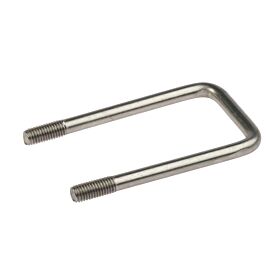 A rectangular stainless steel U-bolt with threaded ends, designed for securing double wire mesh panels to square posts.