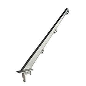 A silver aluminum 45-degree angled barbed wire arm fitting for a 40x60mm rectangular post with three wire slots.