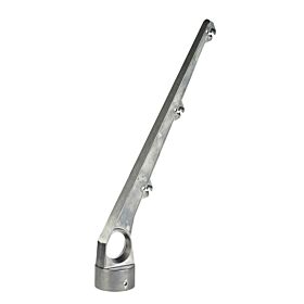 A single aluminum 60-degree barbed wire arm fitting with three wire slots for secure perimeter fencing installations.