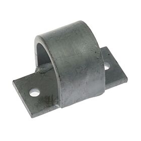 A small hot-dip galvanised metal locking bracket with a flat base and two mounting holes for securing isolating grids.