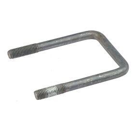 Durable square-shaped metal U-bolt with a straight back and threaded ends, featuring a protective hot-dip galvanised coating against corrosion.