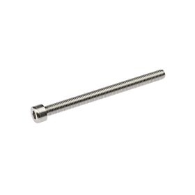 Long stainless steel M8x100 hex socket screw with a cylindrical head and fully threaded shaft for fence post installation.