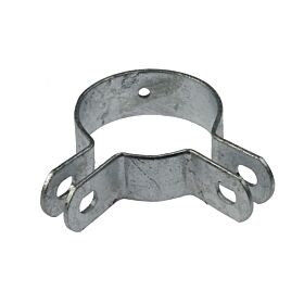A two-part corner bracket made of hot-dip galvanised steel designed for 60 mm pipes, featuring multiple pre-drilled holes for mounting.