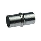Metallic internal tube connector featuring a central ridge and a hot-dip galvanized finish for joining two pipes securely.