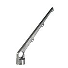 A durable silver aluminum barbed wire arm with a 45-degree angle and three notches for secure fencing wire attachment.