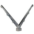 V-shaped double aluminium barbed wire arm with a 45-degree angle and notches for mounting wires onto square fence posts.