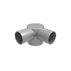 Light gray aluminum 90-degree external corner pipe fitting with two 42mm horizontal ports and a 60mm vertical base connection.