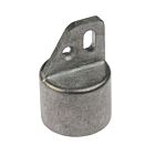 A grey aluminum end cap loop designed for structural tube mounting with a circular base and a flat top loop.