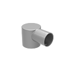 A grey aluminum external end fitting connector with a 60mm diameter main body and a 42mm side outlet.