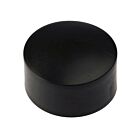 A round black plastic cap designed to fit externally over posts or pipes, providing a clean and protective finish.