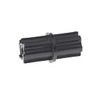 Black cylindrical plastic internal tube connector with longitudinal ridges and a central ring flange, used for joining 42mm pipes.