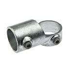 A silver hot-dip galvanised cast iron short swivel tee pipe fitting with two hexagonal set screws against a white background.