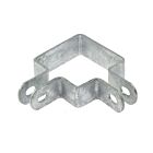 A hot-dip galvanised square steel angle bracket with double mounting holes, designed for 60x60mm square tubing and post applications.