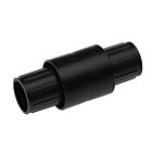 A black 42mm plastic internal tube connector with ribbed ends for secure fitting on a plain white background.