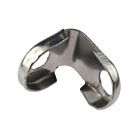 A close-up of a U-shaped 8mm stainless steel strut holder featuring two mounting holes on a white background.