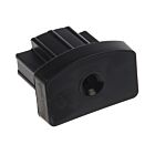 A black nylon end piece for tunnel profiles featuring a ribbed insertion base and a flat face with a hole.