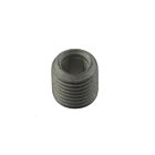 A small, grey, cylindrical set screw with external threads and an internal hex drive, featuring a galvanized dacromet finish.