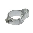 A hot-dip galvanised cast iron gate eye pipe clamp with a set screw for secure mounting on metal railings.