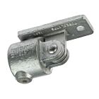 A durable hot-dip galvanized cast wall strut fitting with a cylindrical tube clamp and a flat mounting plate.