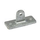 Hot-dip galvanized metal hinge support featuring a rectangular base with two mounting holes and a central vertical eyelet tab.