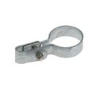 A hot-dip galvanized metal G170 mounting clip with a secure bolt and nut for industrial pipe and tube fastening.