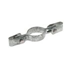 A hot-dip galvanised metal double mesh panel clip designed for securing mesh panels to posts with a durable finish.