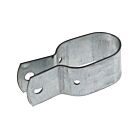 A galvanized steel oval brace bracket featuring two extended flat ends with pre-drilled holes for adjustable mounting and support.