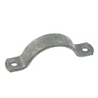 Silver galvanized metal half saddle strip bracket with a curved center and two pre-drilled holes for screw-down installation.