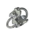 A durable hot-dip galvanised U-bolt crossover clamp TG 45 featuring secure bolts and nuts for intersecting pipe connections.