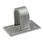 A heavy-duty hot-dip galvanized steel bracket with a U-shaped loop and a rectangular base containing four pre-drilled holes.