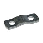 A hot-dip galvanised close bracket featuring a curved metal strip with two pre-drilled holes for secure industrial fastening.