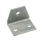 An L-shaped hot-dip galvanised steel corner piece with three mounting holes for secure attachment in various structural applications.