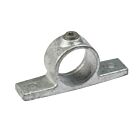 A silver-colored, hot-dip galvanized cast iron double fixing bracket with a central ring and two side mounting flanges.
